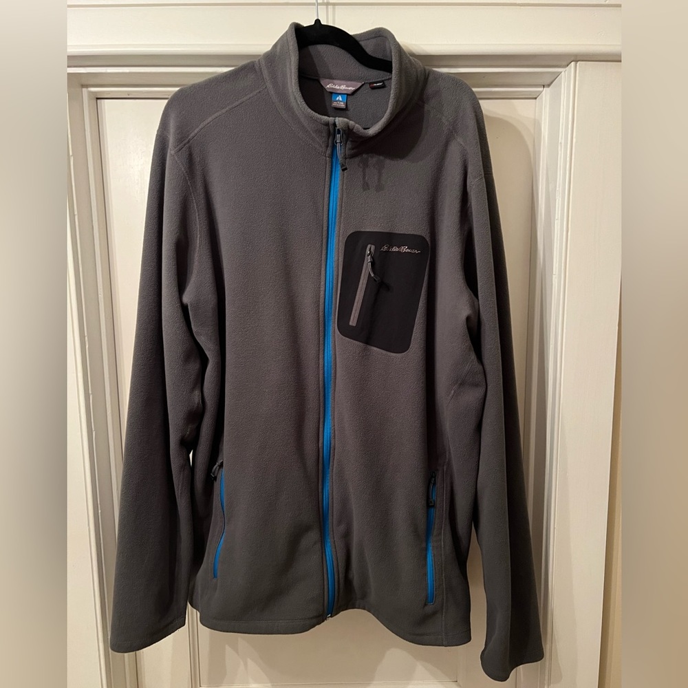 Eddie Bauer First Ascent Fleece Shell. Size XXL Tall, Gray with blue accents